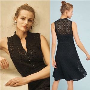 Anthropologie Black Crochet A-Line Dress